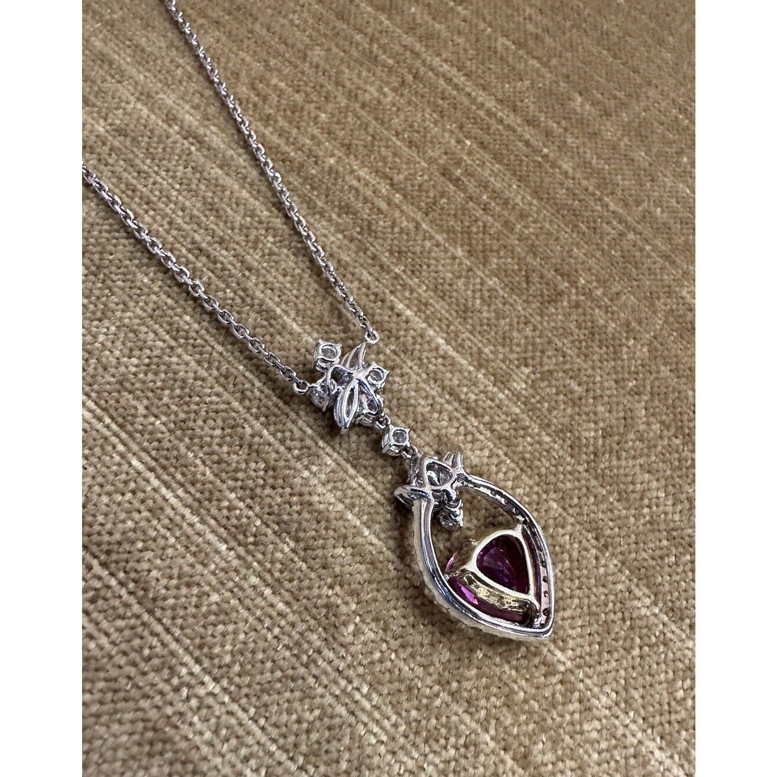 Certified Pink Sapphire and Diamond Pendant Necklace in 18k White Gold -HM2520AI