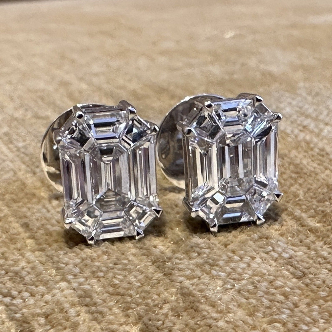 Illusion set Natural Diamond Stud Earrings 2.27cttw in 18k White Gold