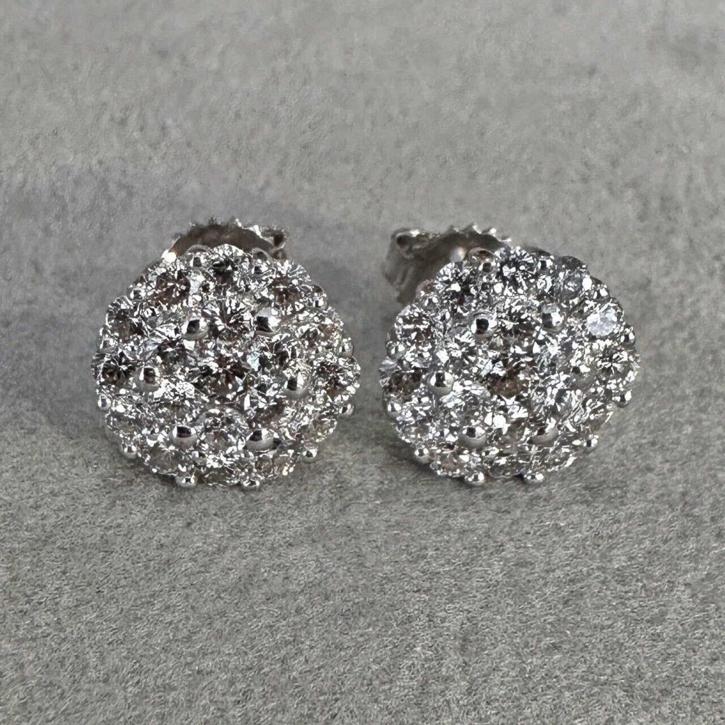 Round Diamond Pave Stud Earrings 2.06 cttw in 14k White Gold