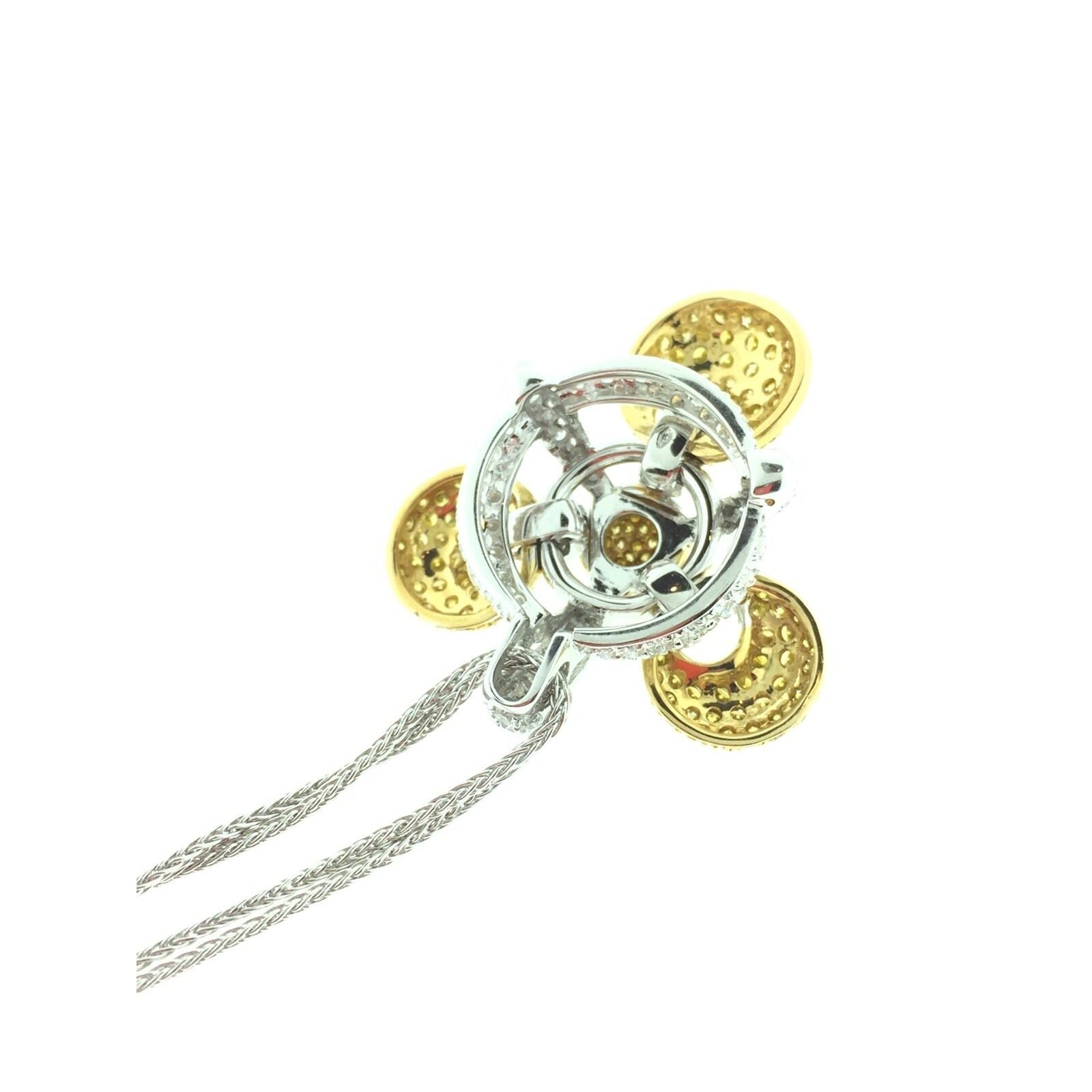 Yellow and White Diamond Pave Pendant Necklace in 18k Gold