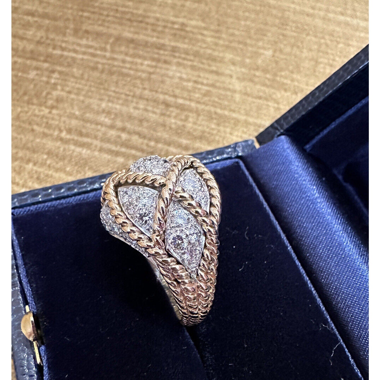 Diamond Pave Basket Weave Dome Ring 3.00 cttw in 14k Yellow Gold