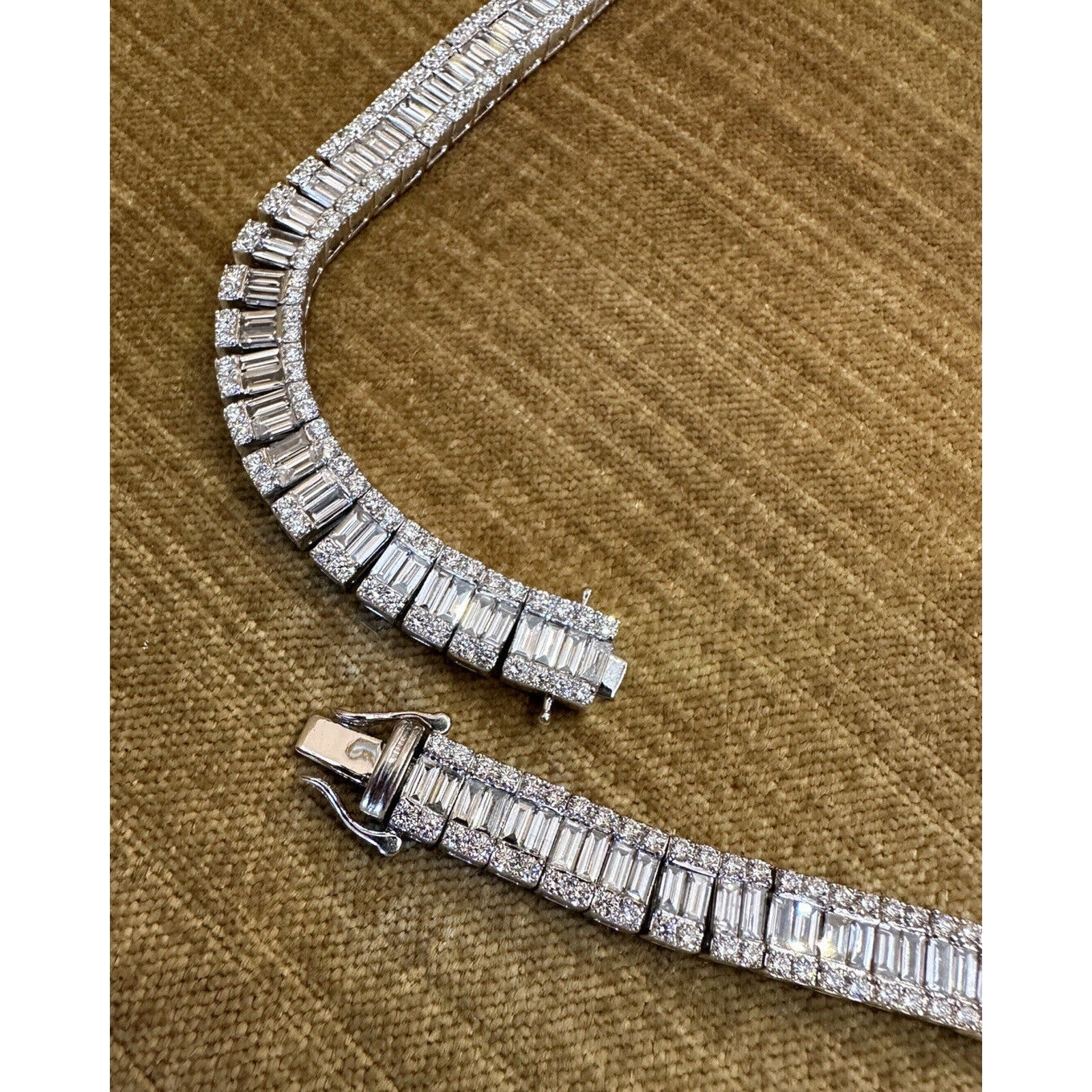 Illusion set Diamond Choker Necklace 28.00 Carats Total Weight in 14k White Gold