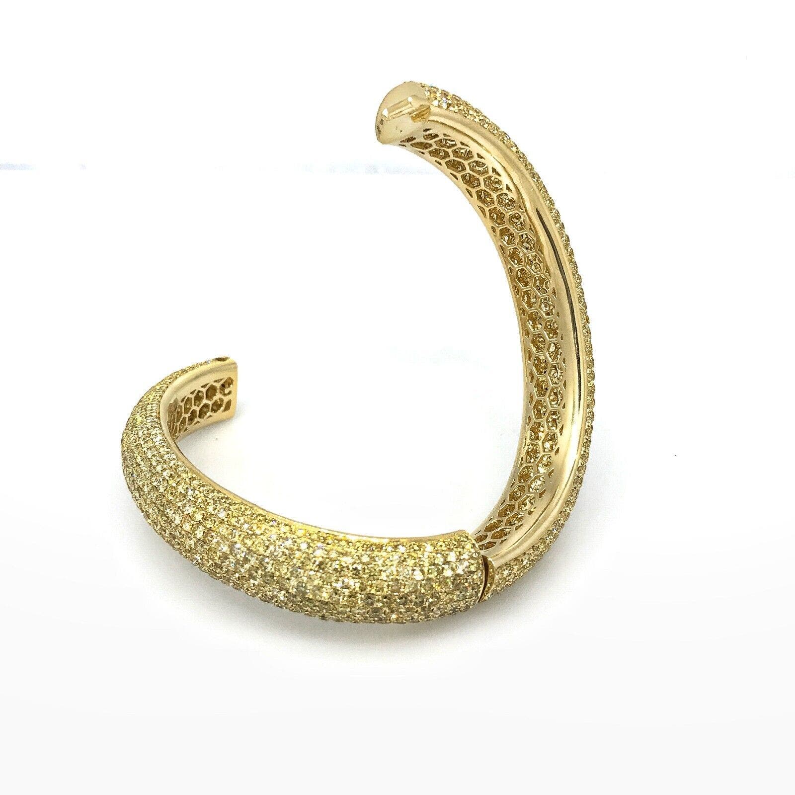 Wide Yellow Diamond Pave Eternity Bracelet 24.36 cttw in 18k Yellow Gold-HM1850A