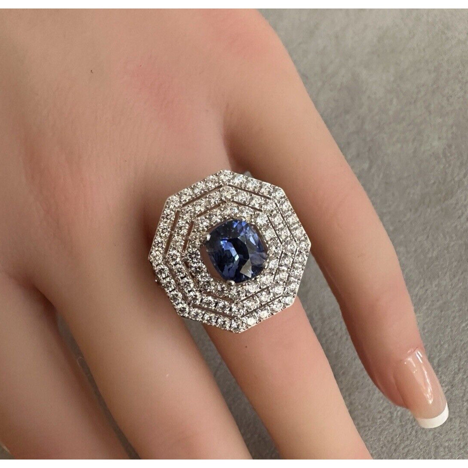 GIA Certified 2.24 ct Ceylon Sapphire & Diamond Ring in 18k Gold