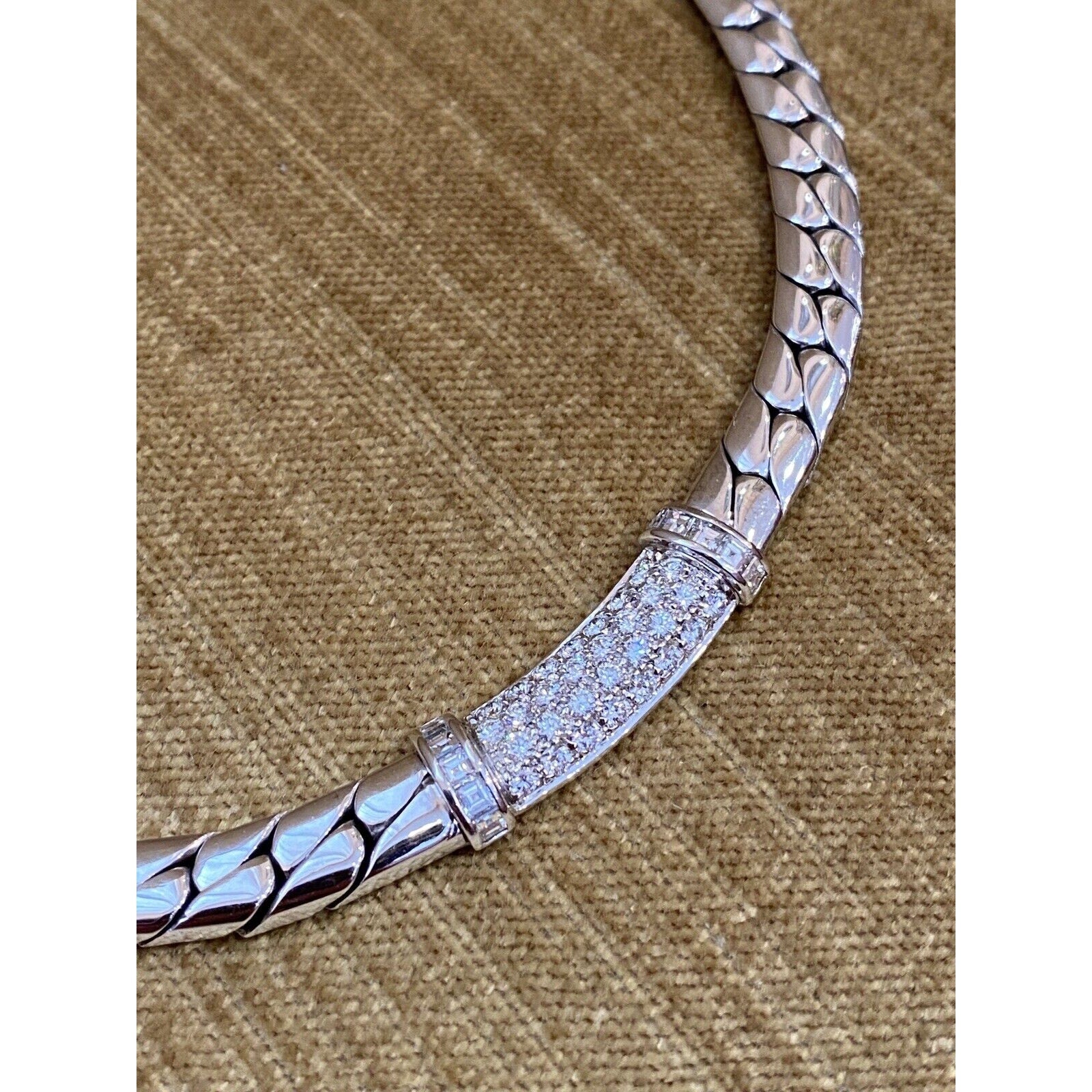 PICCHIOTTI Pave Diamond Curb Link Necklace in 18k White Gold- HM2307BR