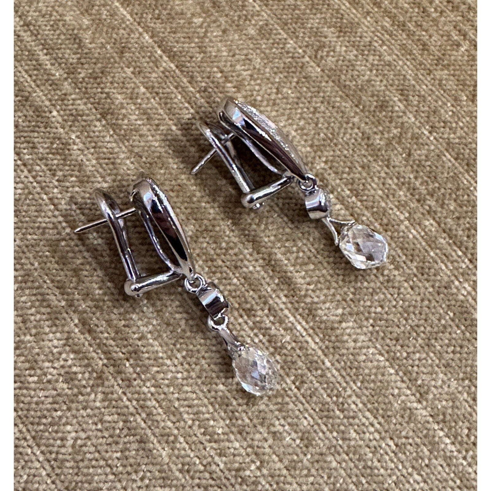 Susan Sadler Pave Diamond & Briolette Drop Earrings in Platinum - HM2524BA