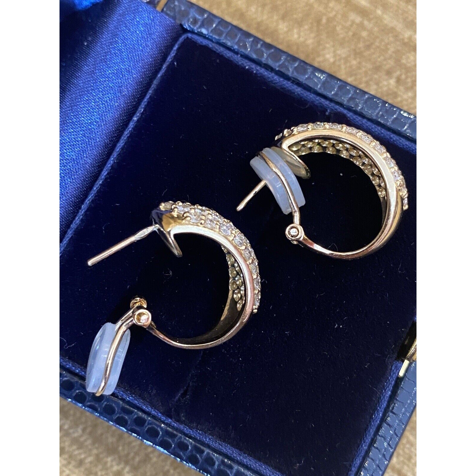 5 Row Pave Diamond Half Hoop Earrings 2.74 cttw in 18k Yellow Gold - HM2368SE