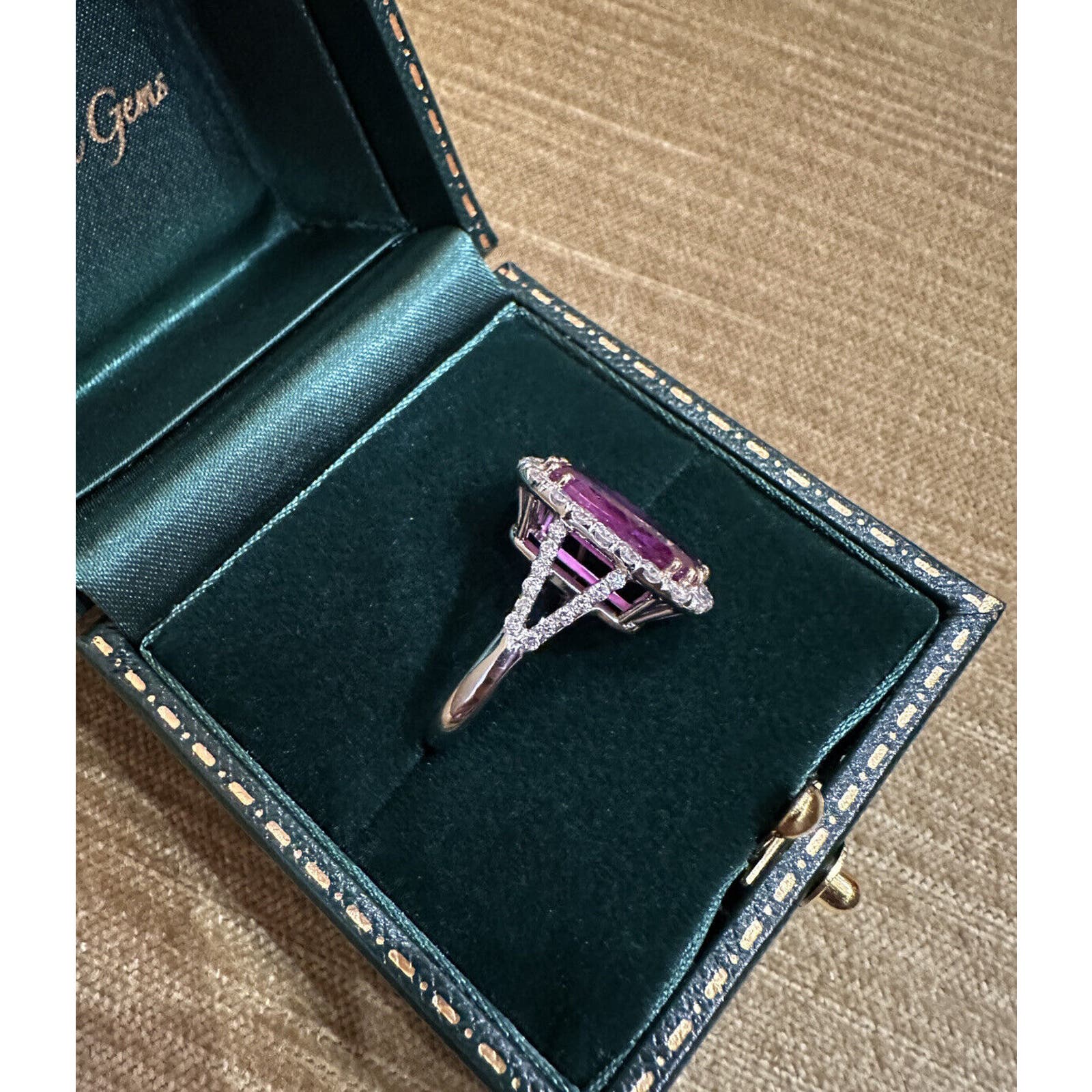 GIA 7.35 ct Natural Unheated Pink Sapphire and Diamond Ring in Platinum-HM2406SS