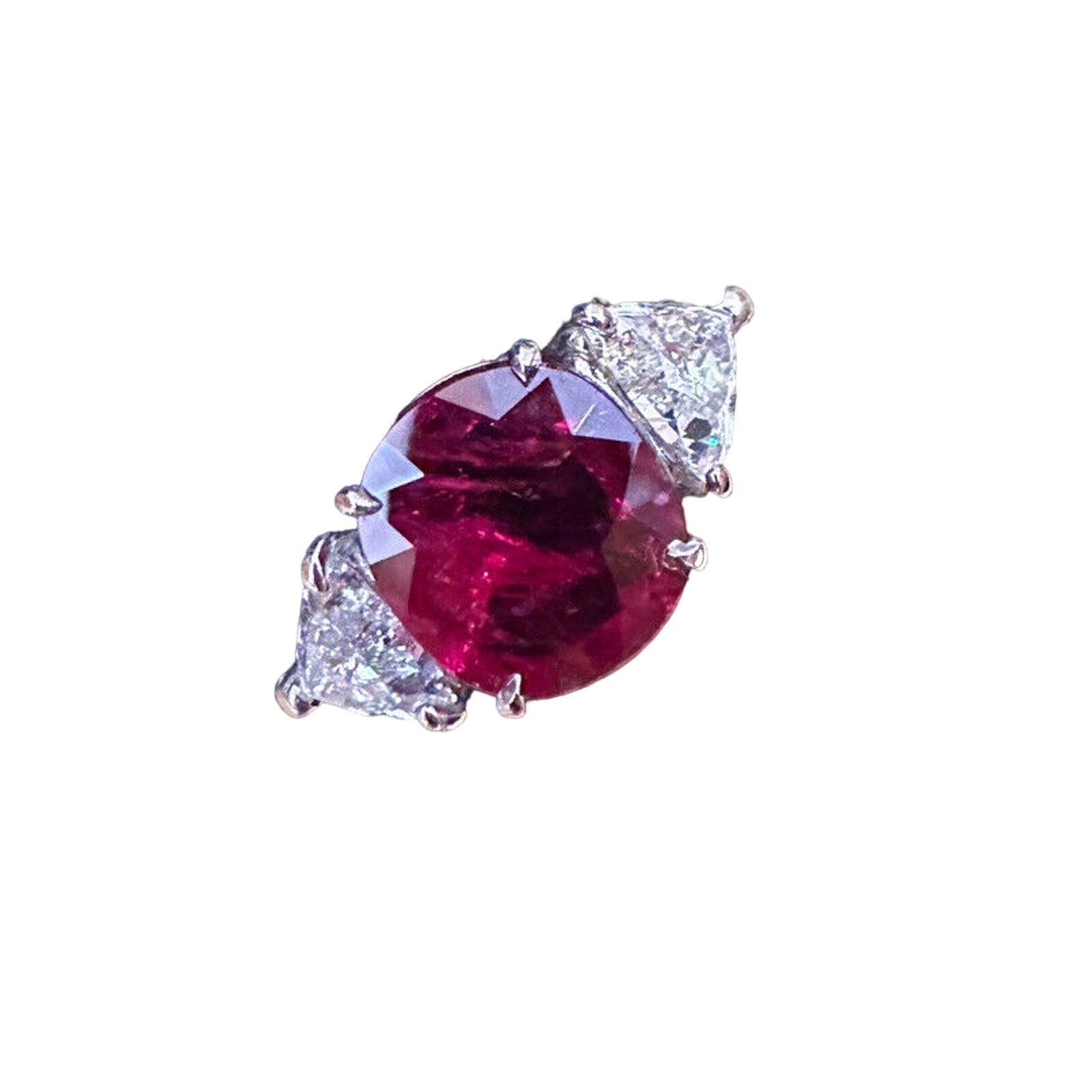 GRS Unheated 4.04 ct Cushion Cut Ruby Ring in Platinum with Diamonds - HM2518SV