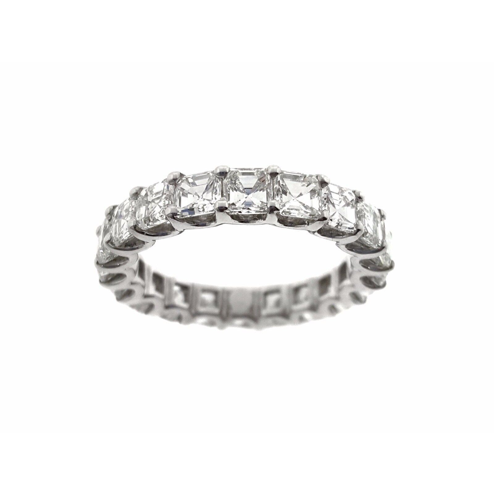 5.00 cttw Asscher Cut Diamond Eternity Band Size 7 in 18K White Gold