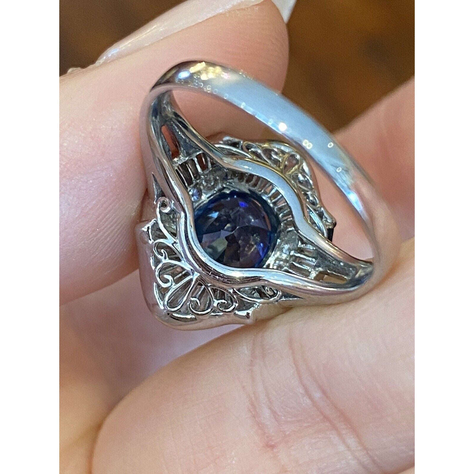 Estate 2.89 carat Oval Sapphire and Diamond Ring in Platinum