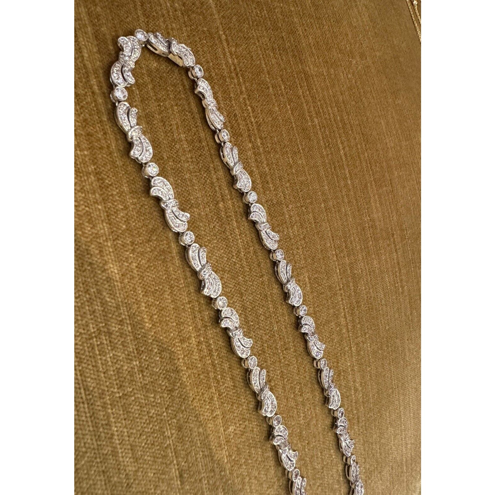 Diamond Ribbon Motif Choker Necklace 10.00 cttw in 18k White Gold - HM2195VN