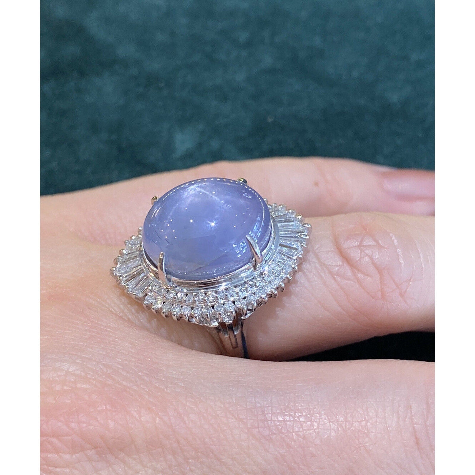 Large 23.95cts Oval Star Sapphire & Diamond Ballerina Ring in Platinum -HM2336AE