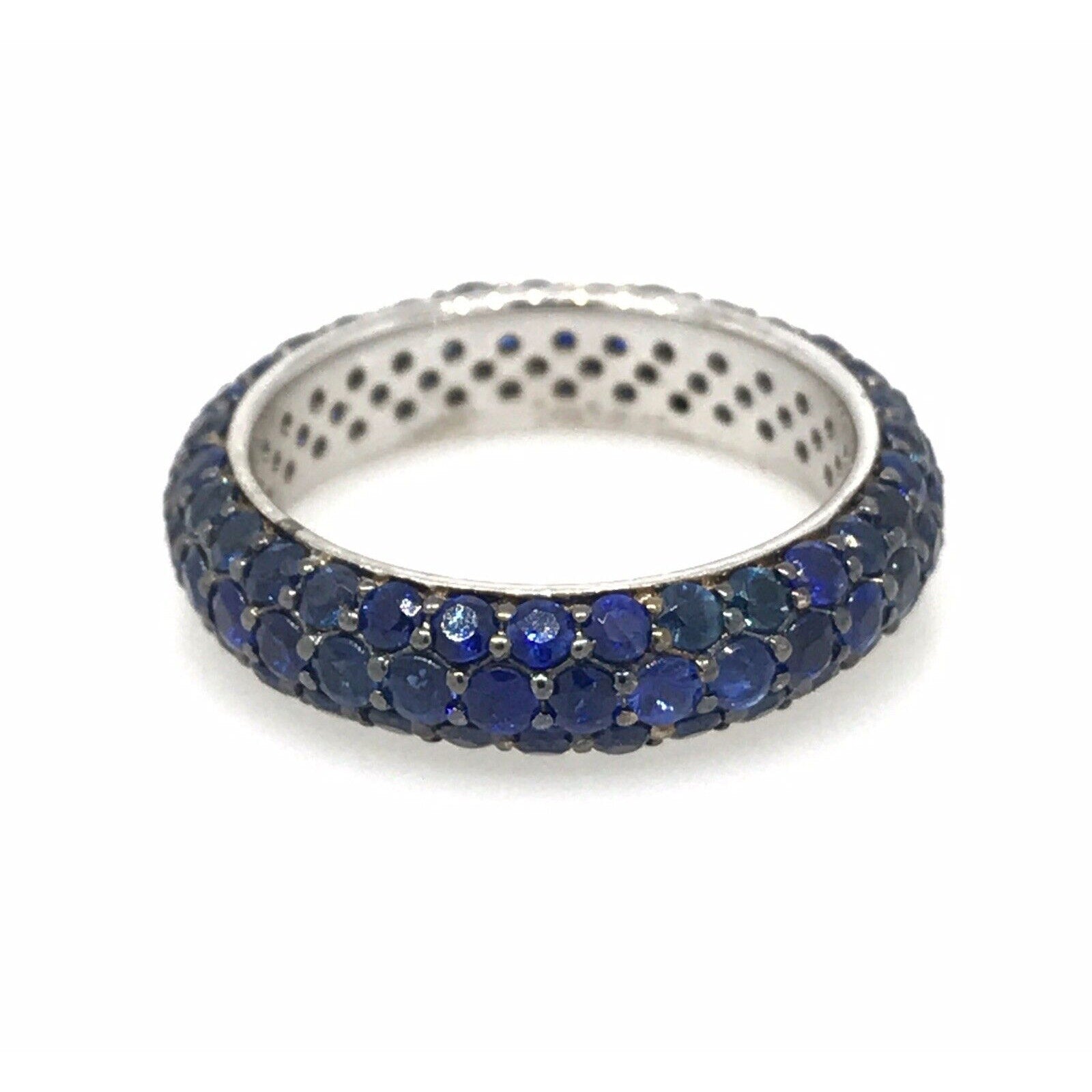 3.73 ctw Sapphire Pave Eternity Band Ring in 18k White Gold