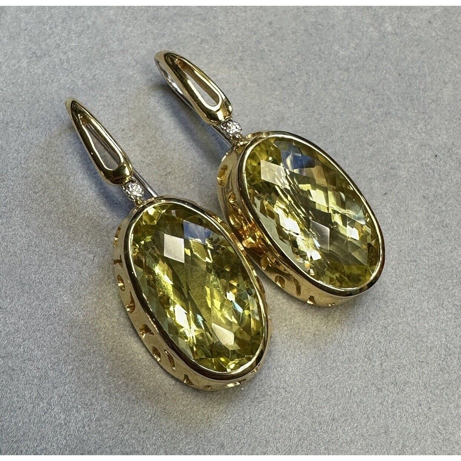 Roberto Coin Citrine & Diamond Drop Earrings in 18k Yellow Gold