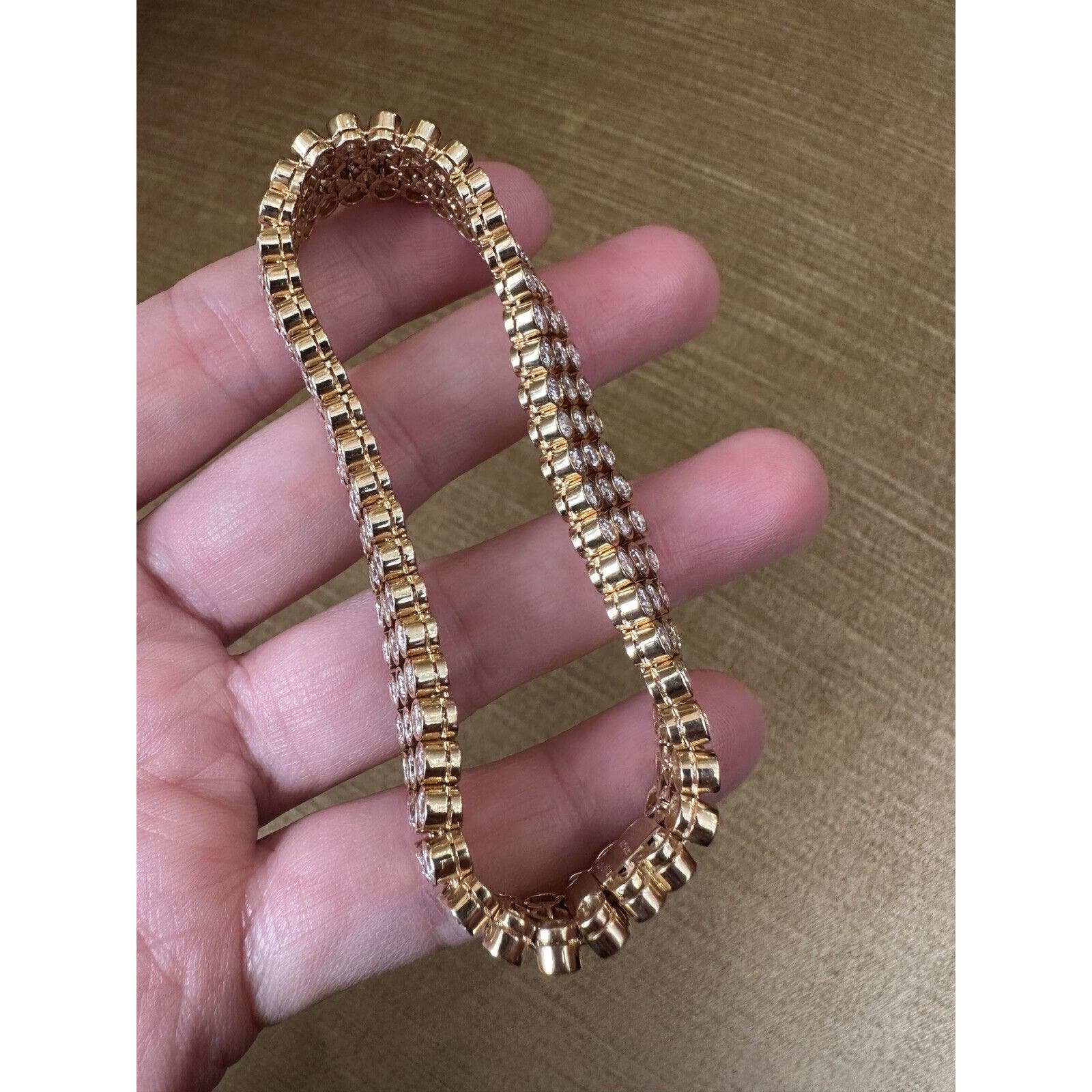 12.42cts Three Row Bezel Set Diamond Bracelet in 18k Yellow Gold - HM2143VA