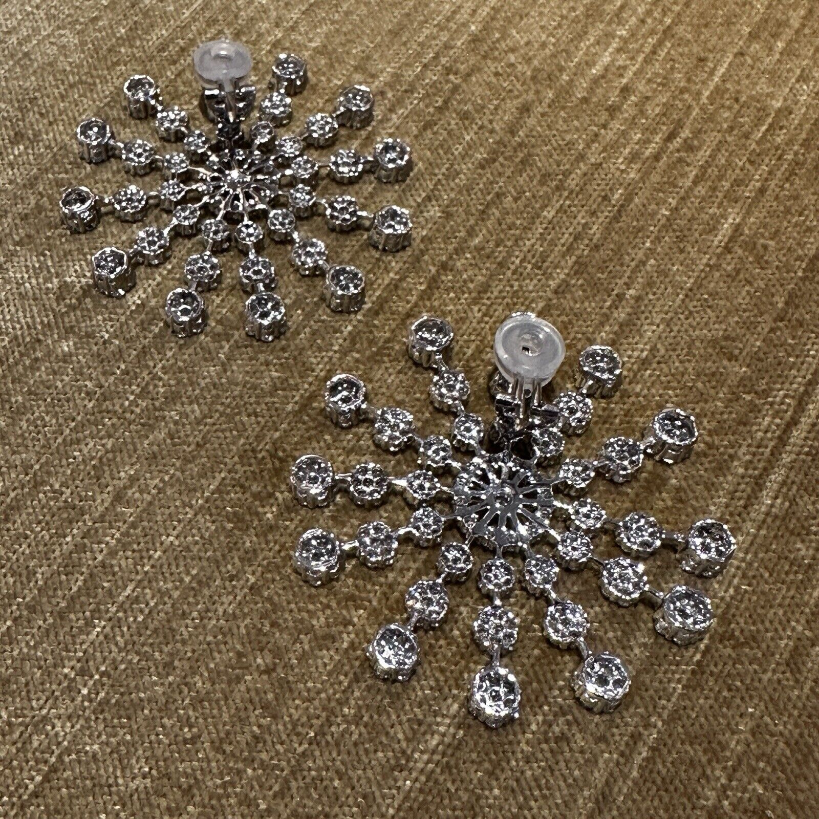 Large Starburst Diamond Floret Earrings 10.00 cttw in 18k White Gold