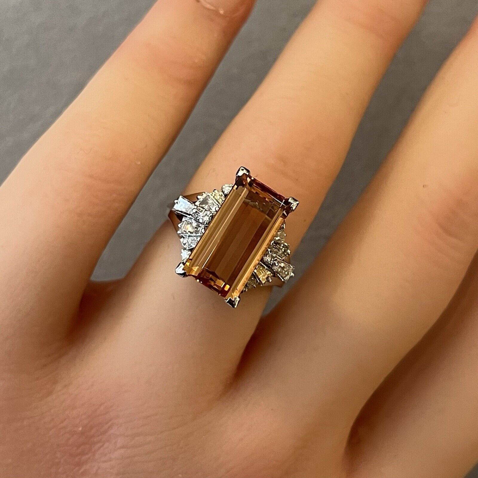 Imperial Topaz 4.98 ct and Diamond Ring in Platinum