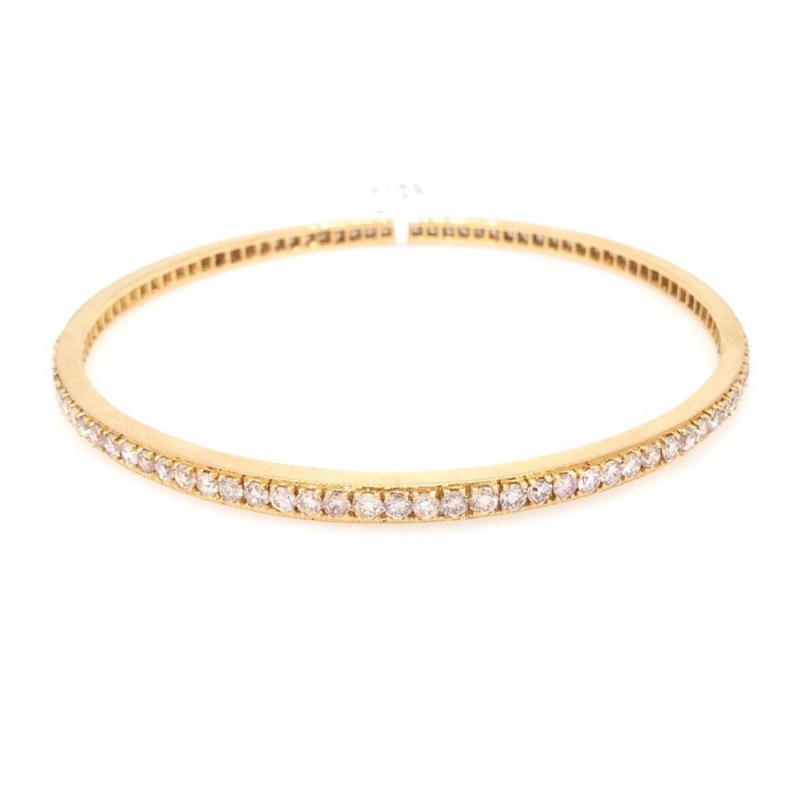 4.80 cts Single Row Diamond Bangle Bracelet in 18k Rose Gold