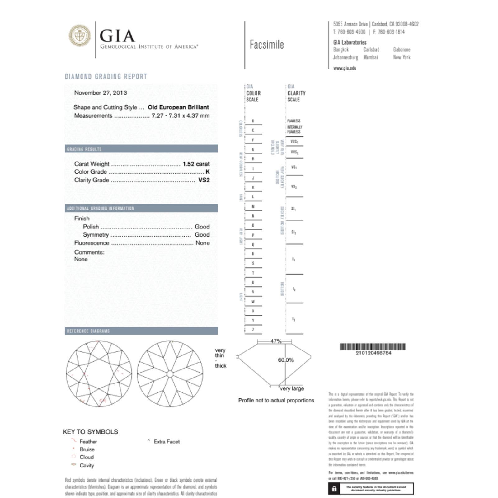 GIA 1.52 ct European Cut Diamond in Vintage Platinum Setting - HM2410I