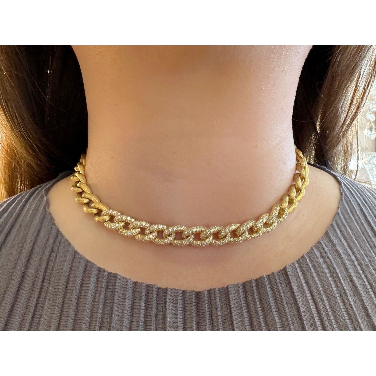 Henry Dunay Curb Diamond Sabi Link Necklace in 18k Yellow Gold - HM2480S