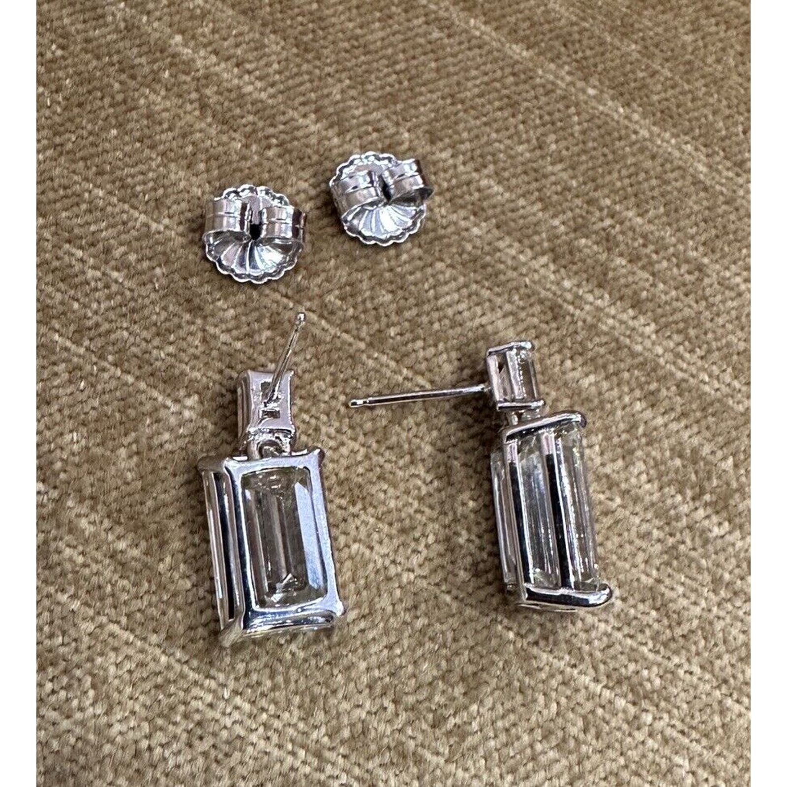 GIA Certified Emerald Cut Diamond Drop Earrings in 18k White Gold - C300NB