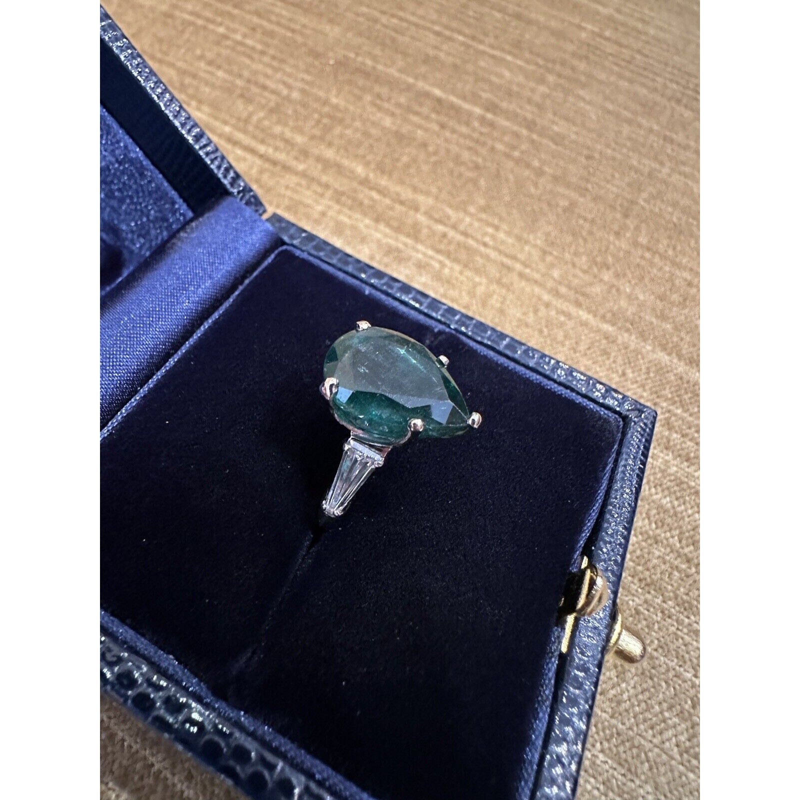GIA Certified Pear Emerald 5.96 ct and Diamond Ring in Platinum - HM2484SE