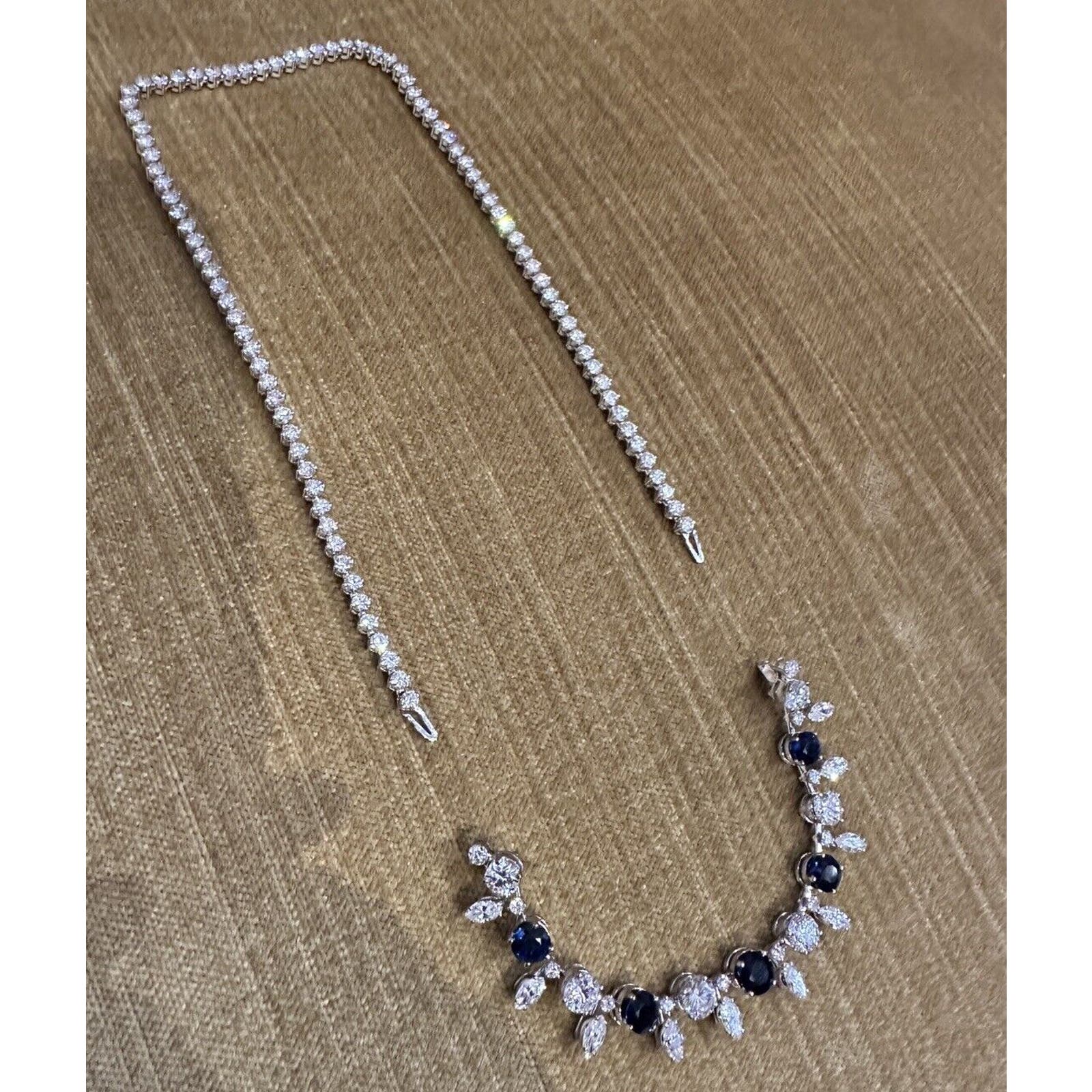 Vintage Sapphire and Diamond Choker Necklace in Platinum & White Gold - HM2546SS