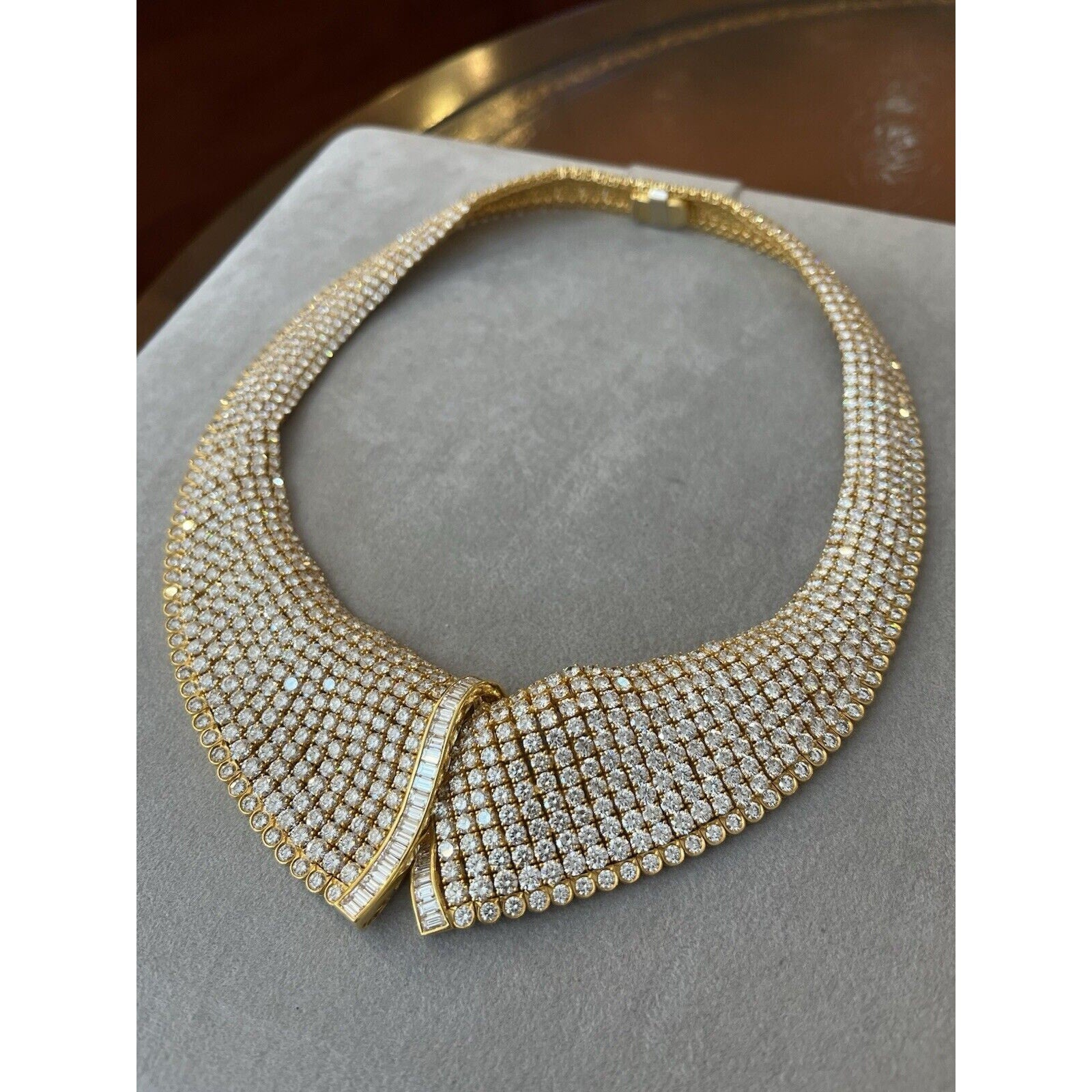 Wide Diamond Collar Necklace 100.00 cttw in 18k Yellow Gold