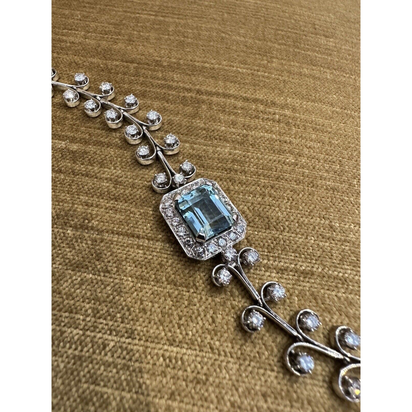 Vintage Aquamarine & Diamond Bracelet in Platinum 7.5 inches