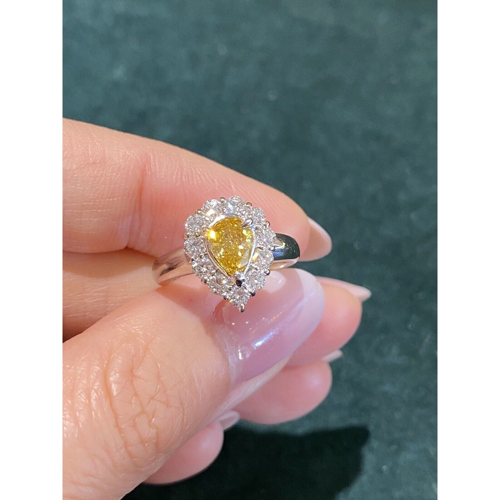 Pear Shape GIA Fancy Intense Orange-Yellow Diamond Ring in Platinum