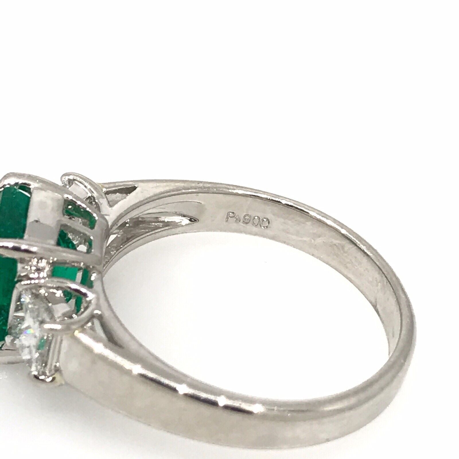 GIA 2.09ct Colombian Emerald Three-stone ring w/ Diamonds in Platinum