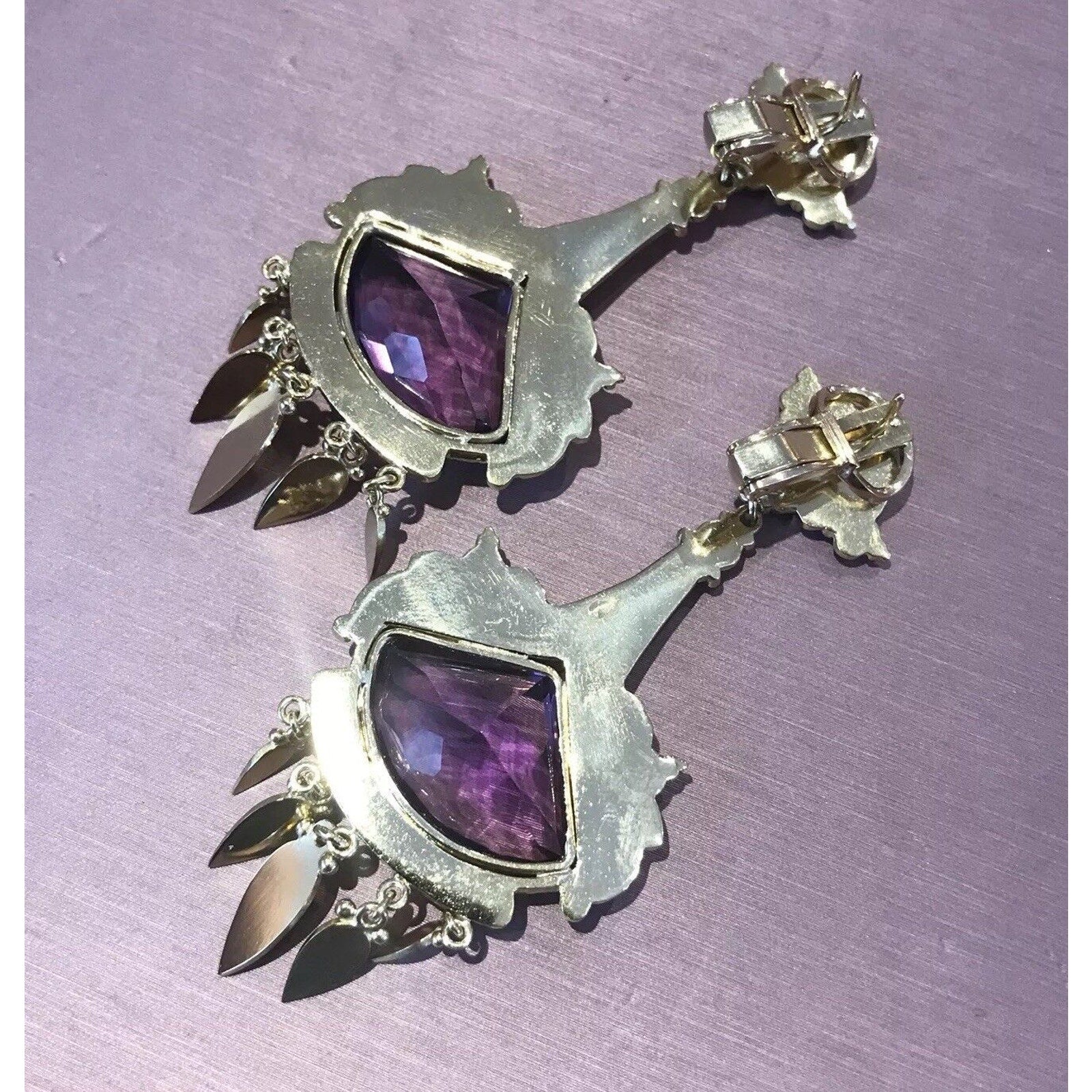 Vintage Amethyst Drop Earrings in 18k Yellow Gold