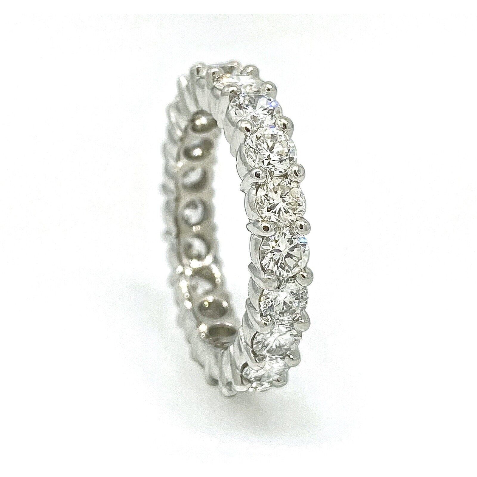 Round Diamond Eternity Band Ring 2.90 cttw in Platinum 3.3 mm Size 5.75