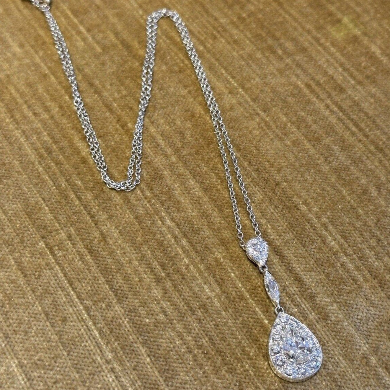 GIA 1.12 carat Pear Shape Diamond F-SI1 in Platinum/18k White Gold Pendant Necklace