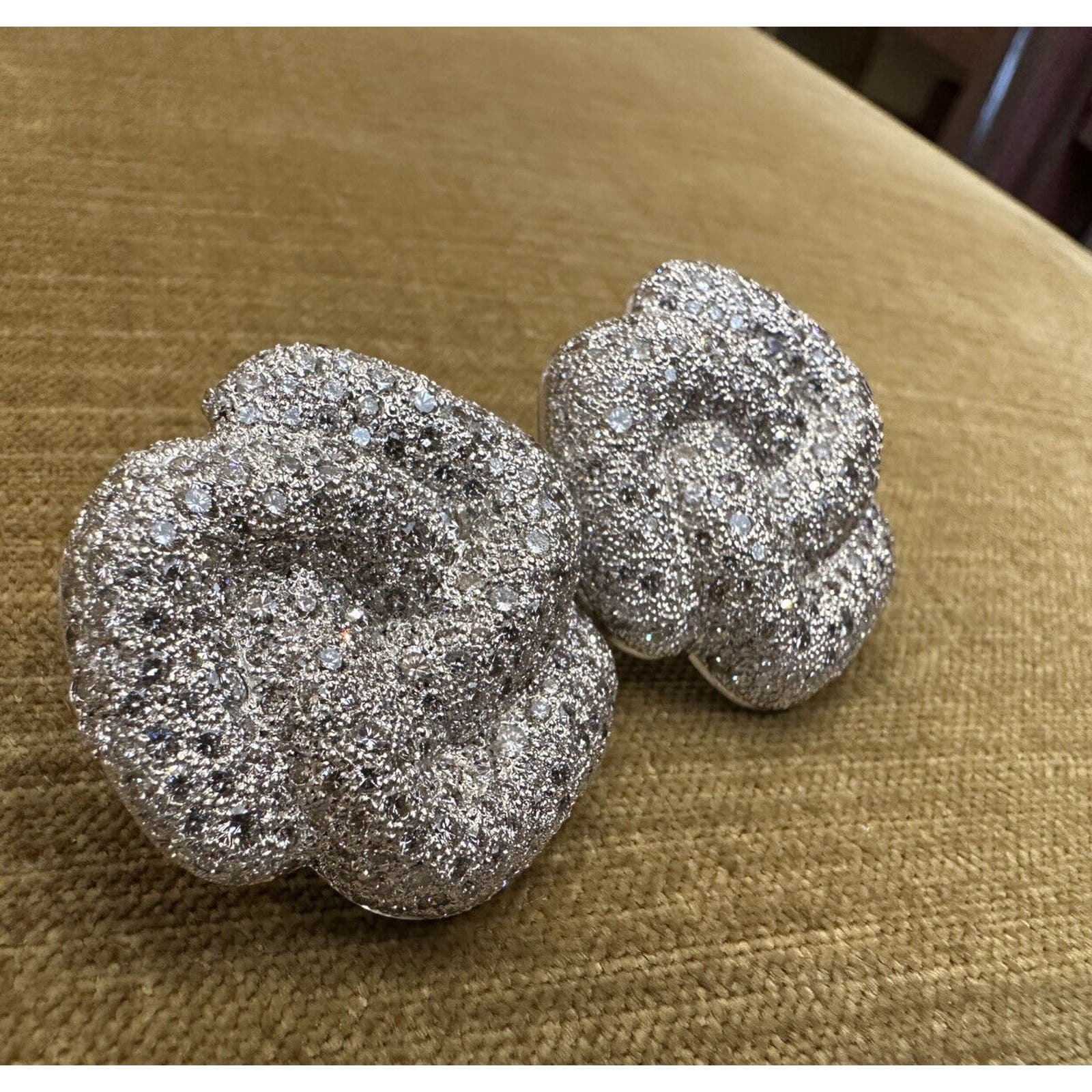 Large Pave Diamond Knot Earrings 10.00 cttw in 18k/14k Gold - HM2350ZE