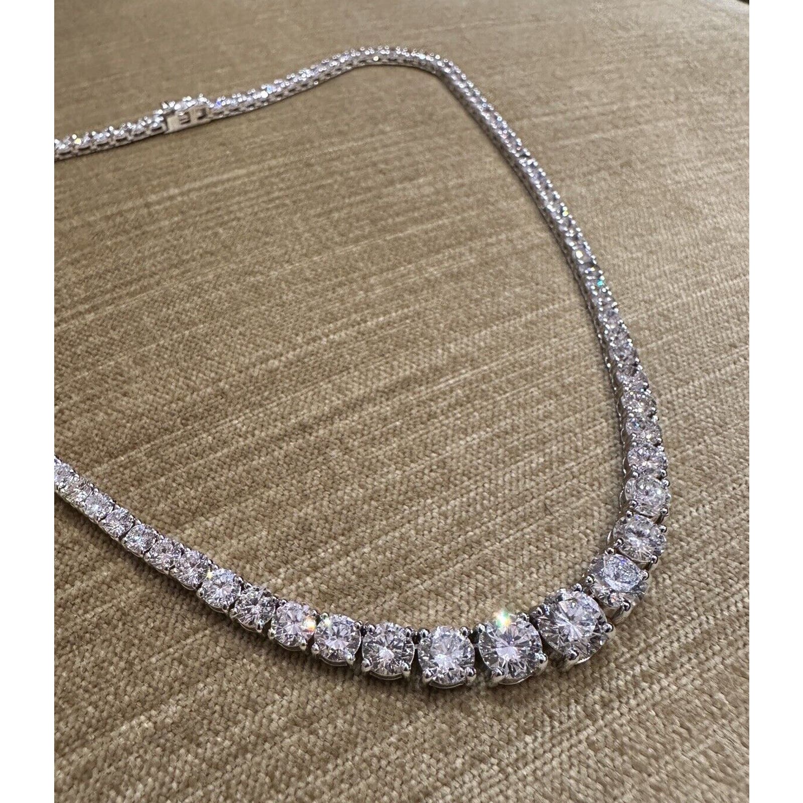 Diamond Riviera Necklace 24.12 cttw in 4-prong 18k White Gold setting - HMC200BE