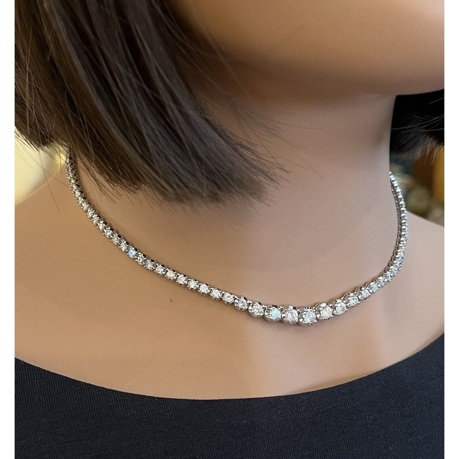 5.00 cttw Natural Diamond Graduated Tennis Necklace in Platinum