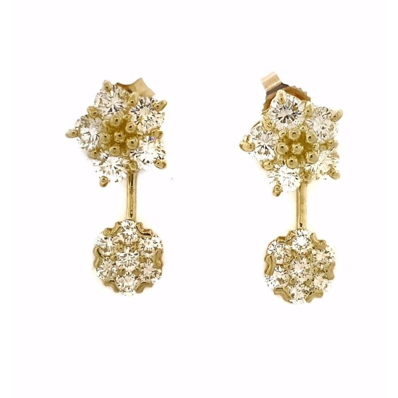 Floret Diamond Drop Earrings 1.42 cttw in 18k Yellow Gold