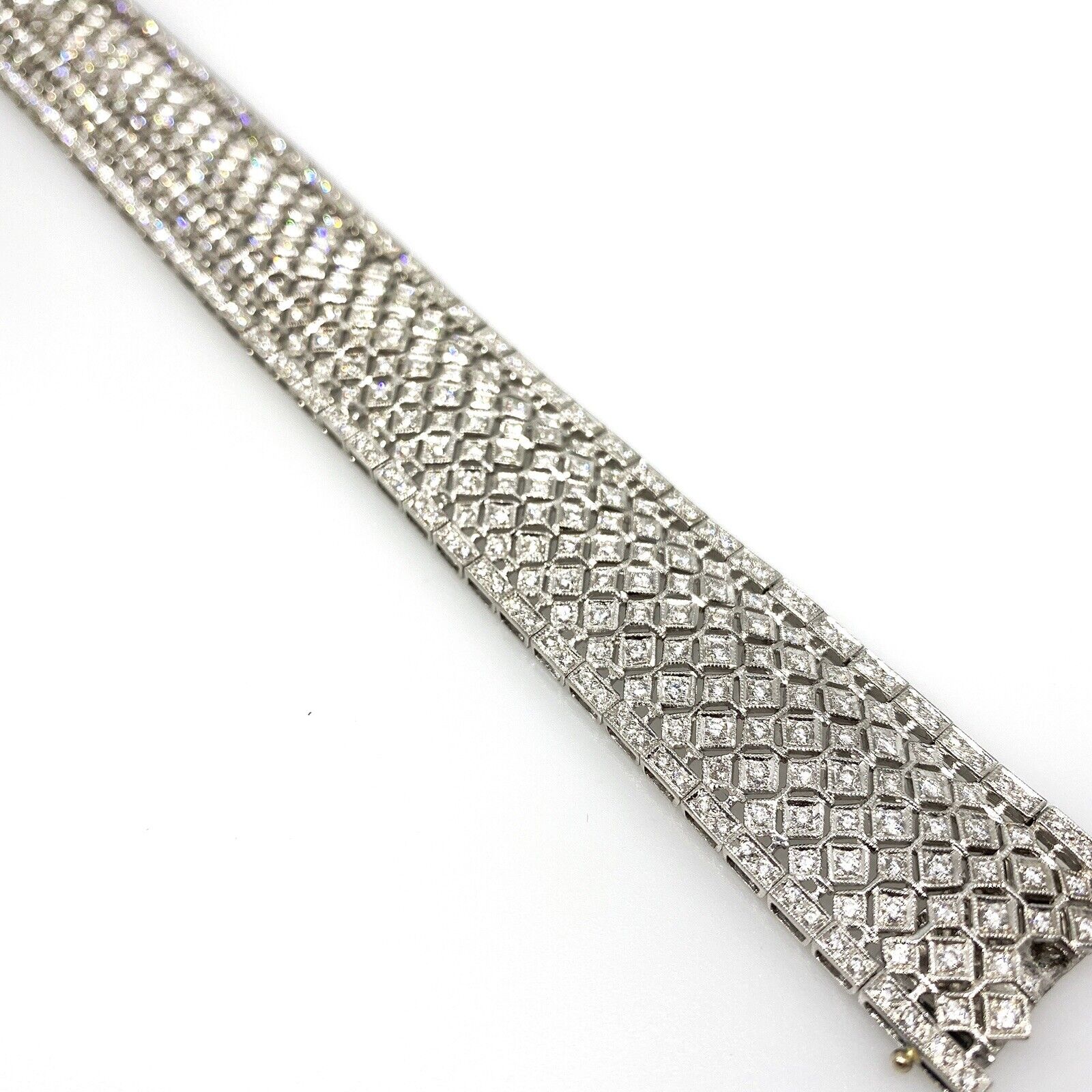 Diamond Wide Filigree Bracelet with 7.00cttw in Platinum - HM2063