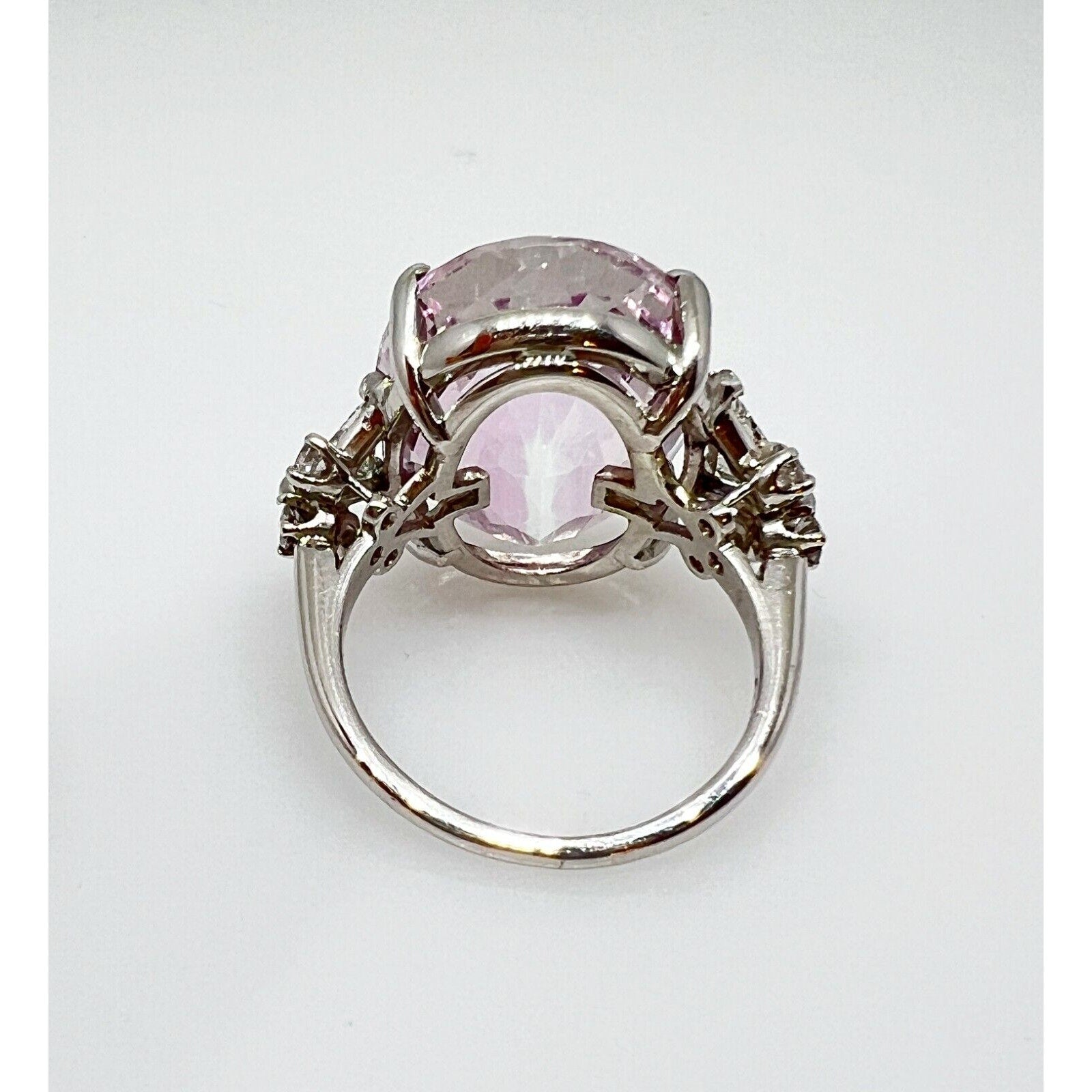 Large Oval Kunzite and Diamond Cocktail Ring in Platinum -- HM2294SE