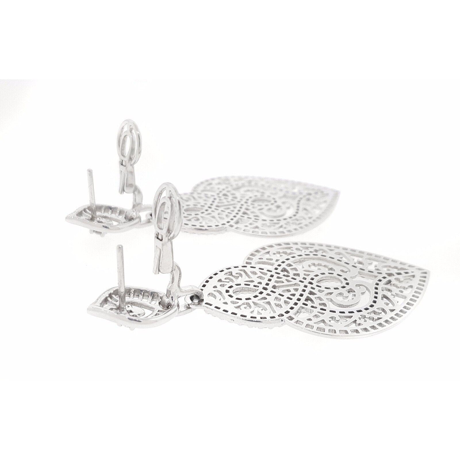 2.27 carat Diamond Lace Heart Cut-out Earrings by Crivelli 18k White Gold