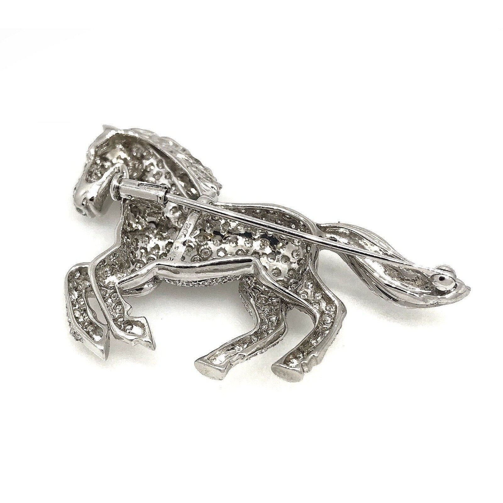 Diamond Pave Horse Pin/Pendant in 18k White Gold