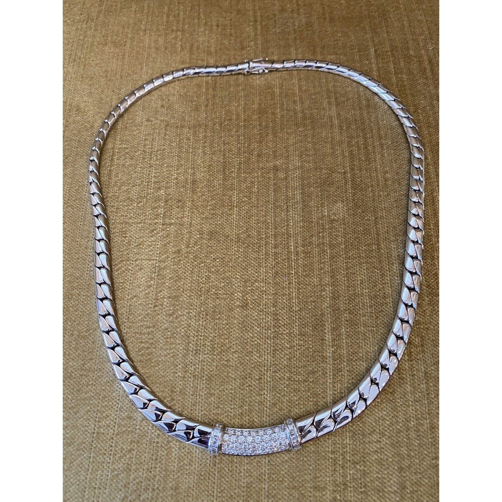 PICCHIOTTI Pave Diamond Curb Link Necklace in 18k White Gold- HM2307BR