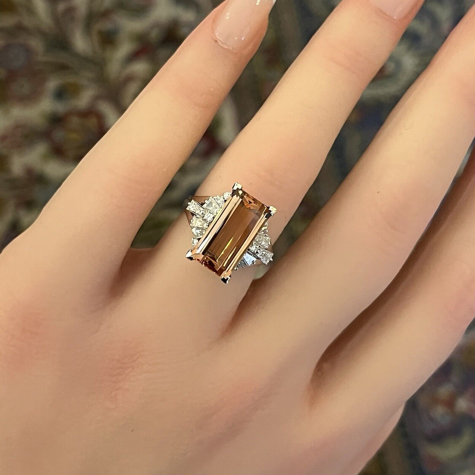 Imperial Topaz 4.98 ct and Diamond Ring in Platinum