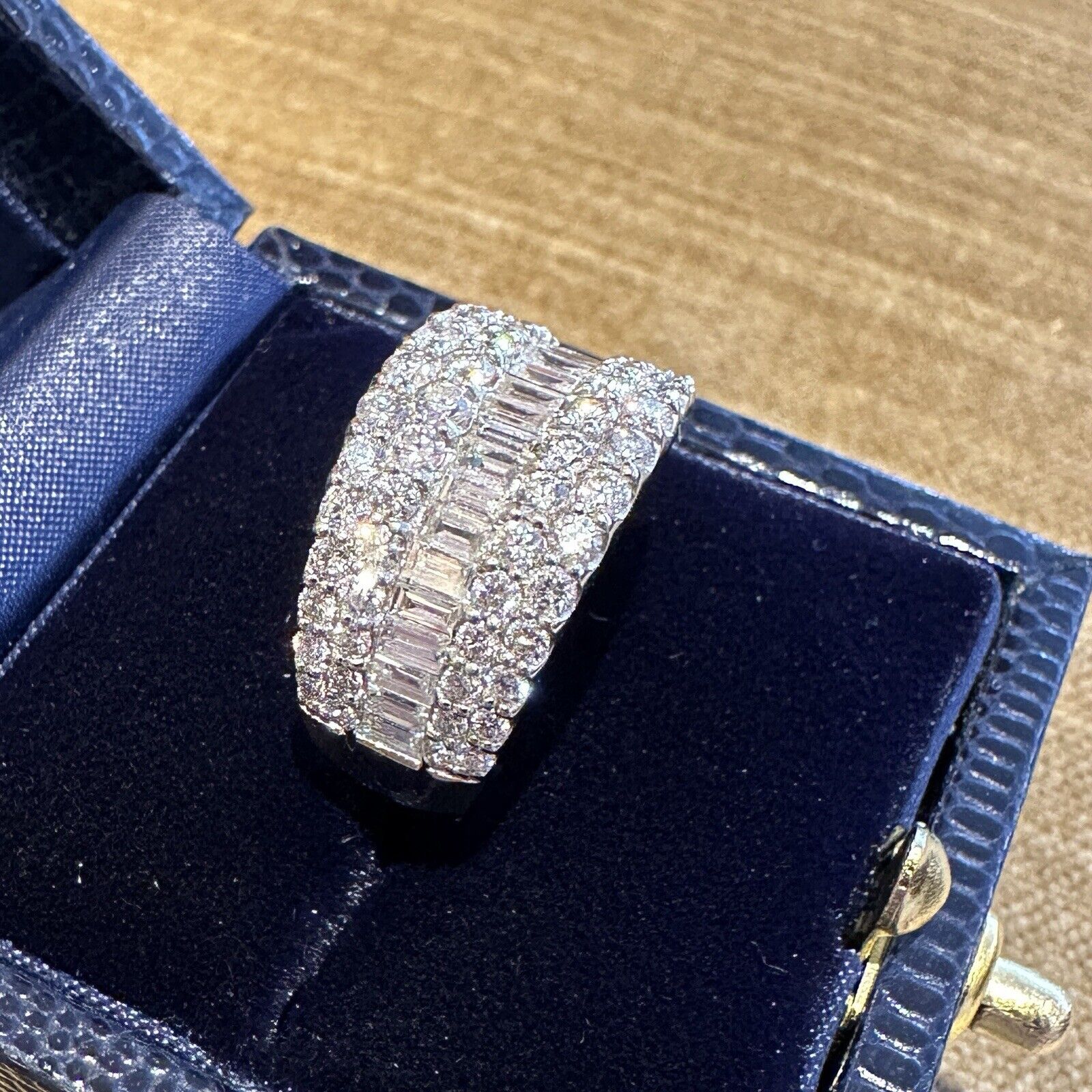 Natural Baguette and Round Diamond Band Ring 2.00 cttw in Platinum