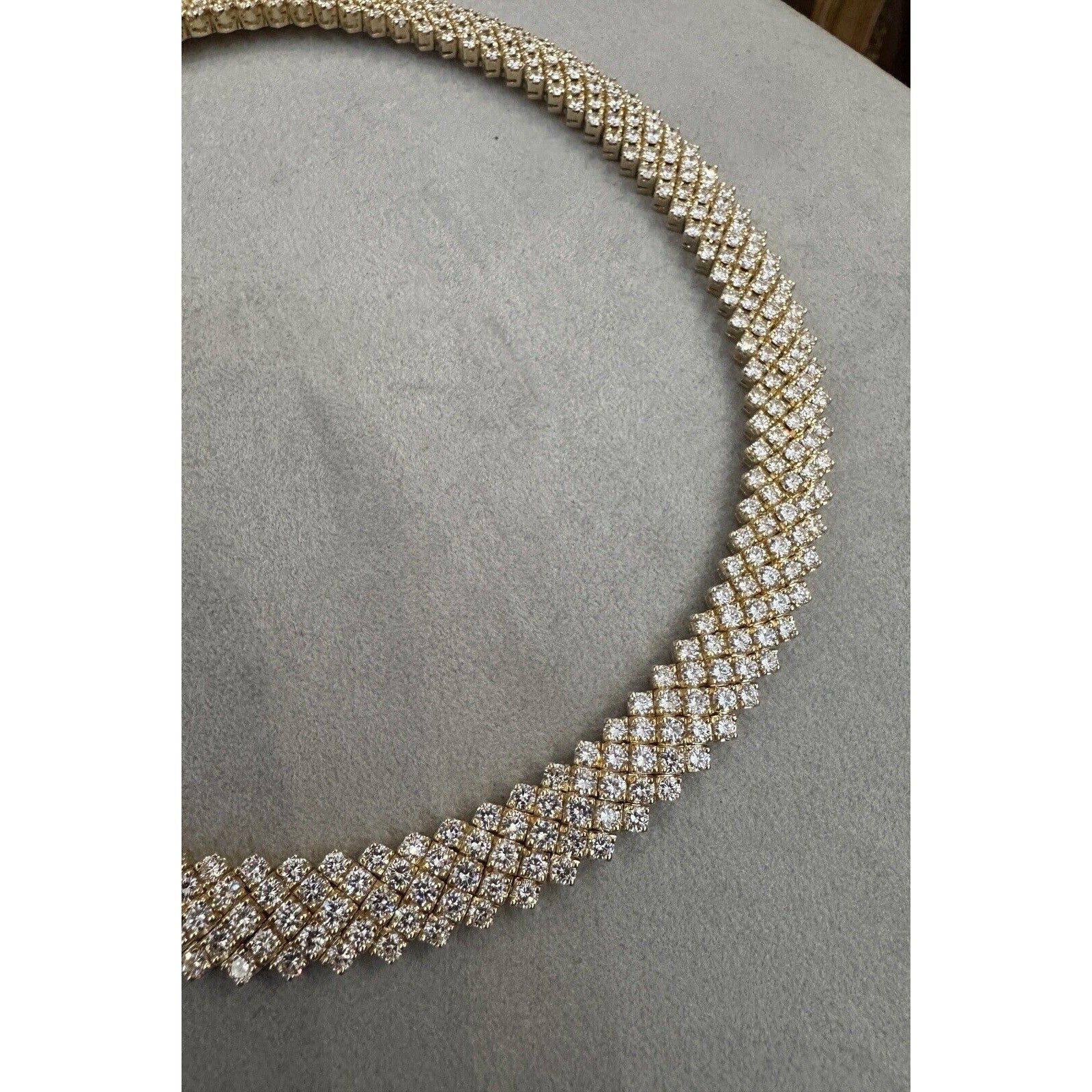 5 Row Round Diamond Choker Necklace 28.17 cttw in 18k Yellow Gold - HM2572GA