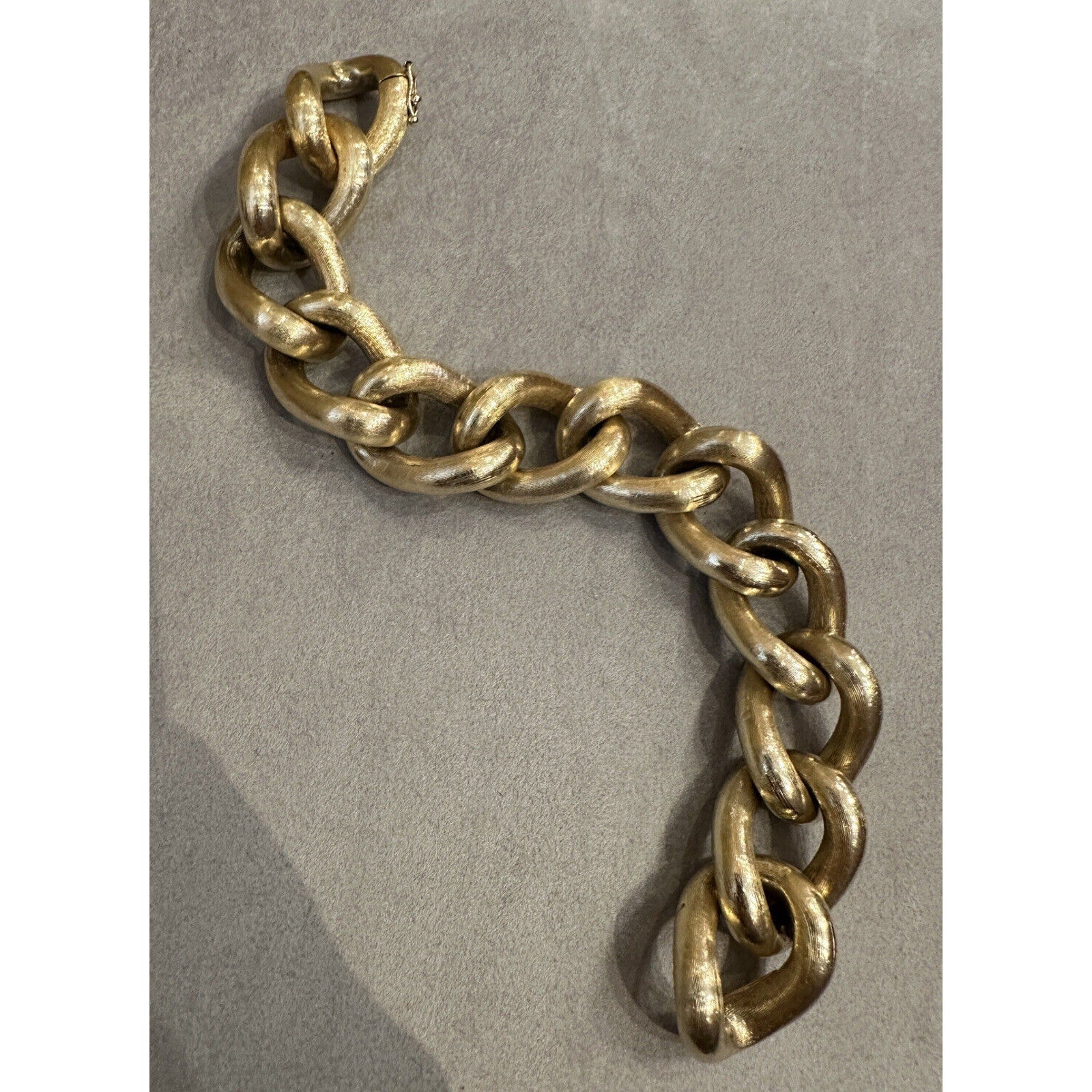Open Rounded Curb Link Bracelet in 14k Yellow Gold with Brush Finish-HM2529SE