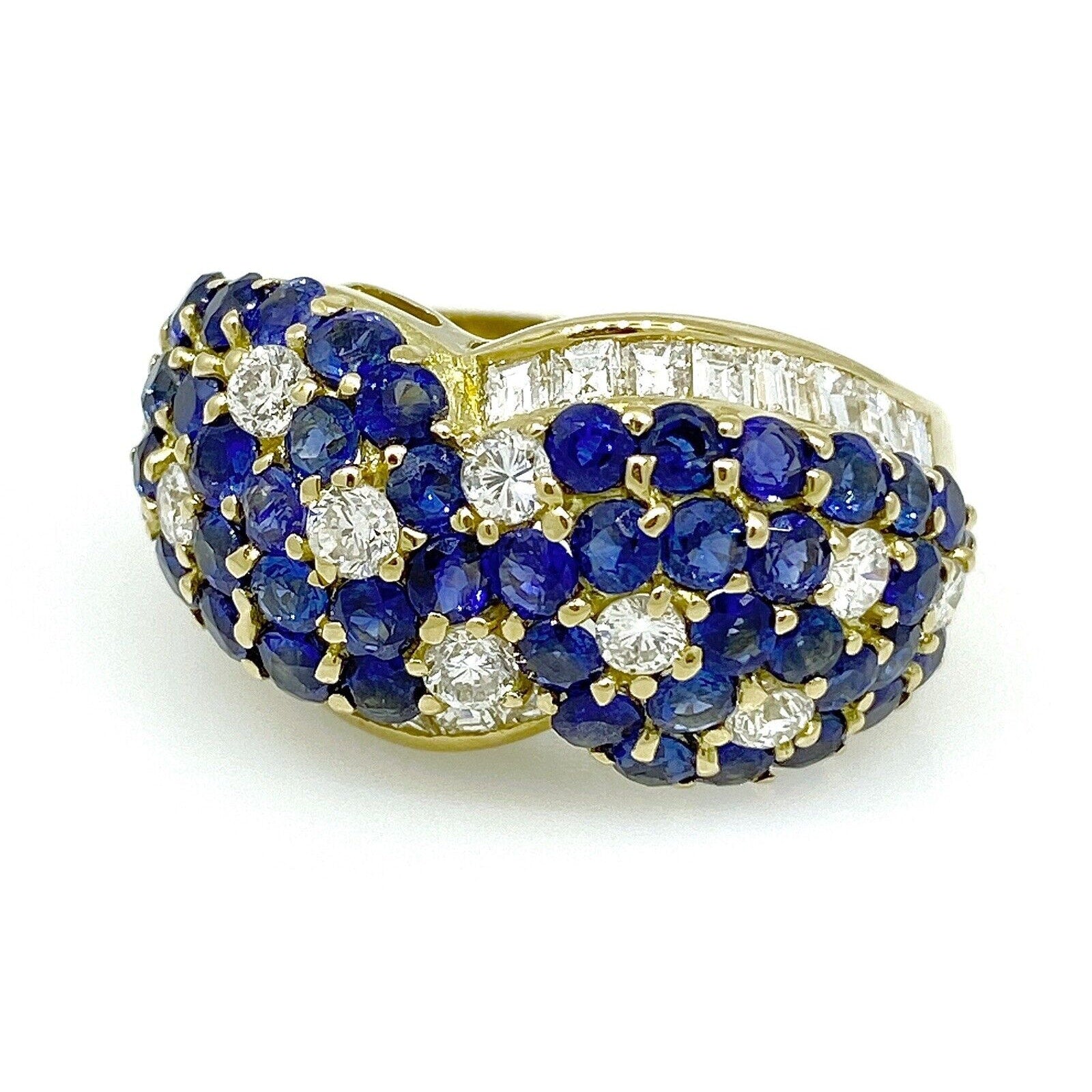 Sapphire and Diamond Wide Band Ring in 18k Yellow Gold