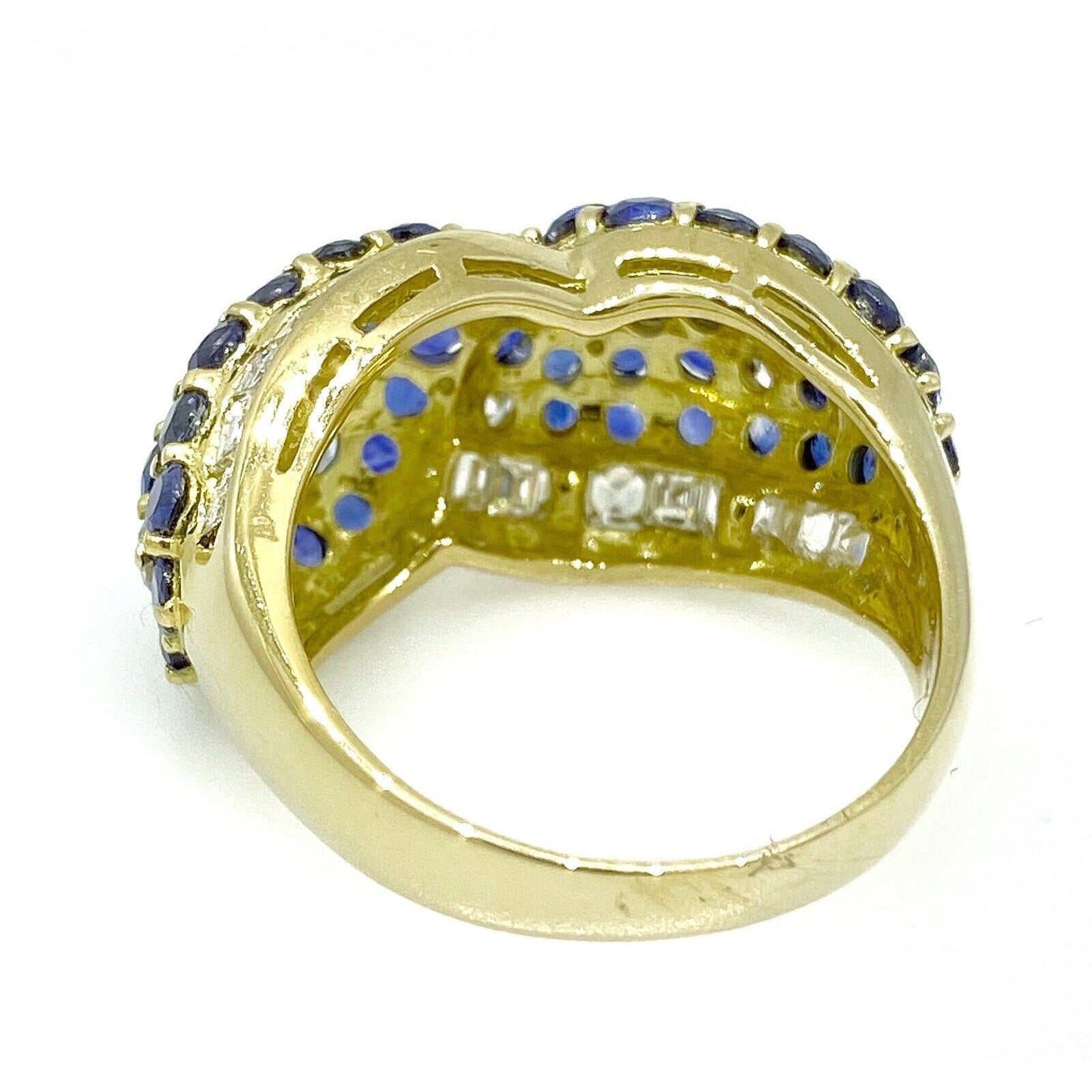 Sapphire and Diamond Wide Band Ring in 18k Yellow Gold